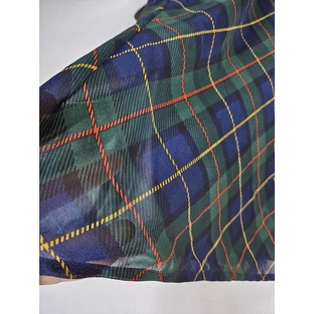 LAUREN RALPH LAUREN Shirt Women's 3X Green Tartan Plaid Ruffle Sheer Button LRL - Picture 12 of 13